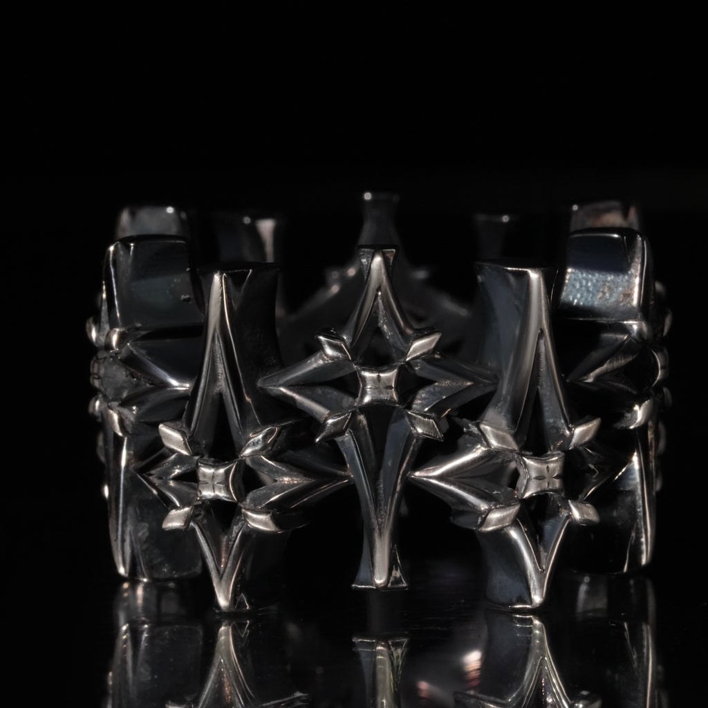 3K Solid Gold Natural Pink Sapphire Ring, Rhodium Black Plated Star Design Gemstone Jewelry