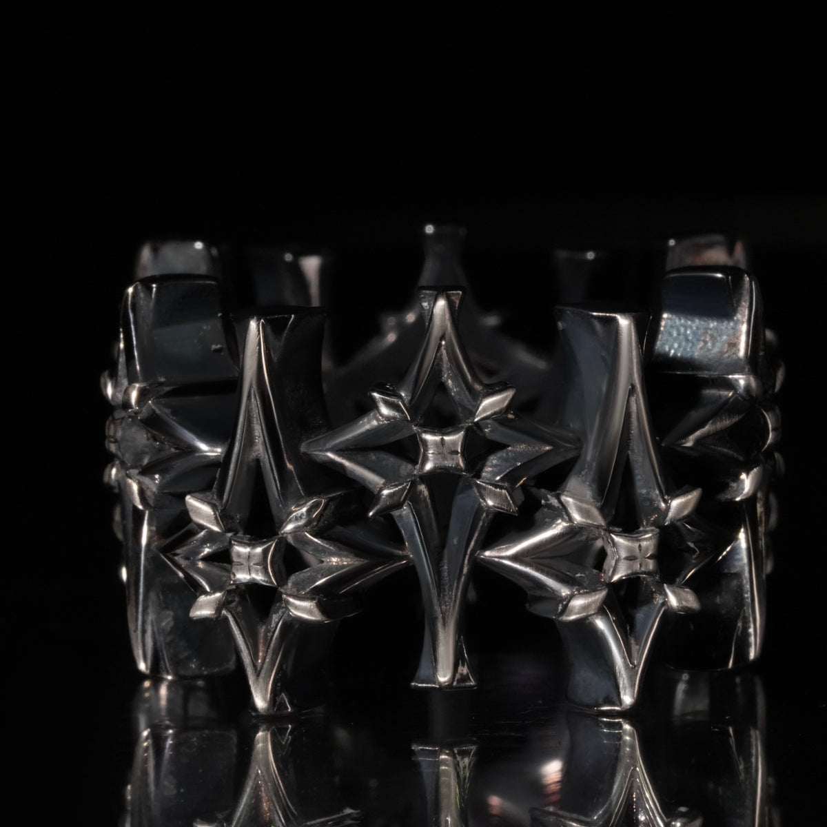 3K Solid Gold Natural Pink Sapphire Ring, Rhodium Black Plated Star Design Gemstone Jewelry