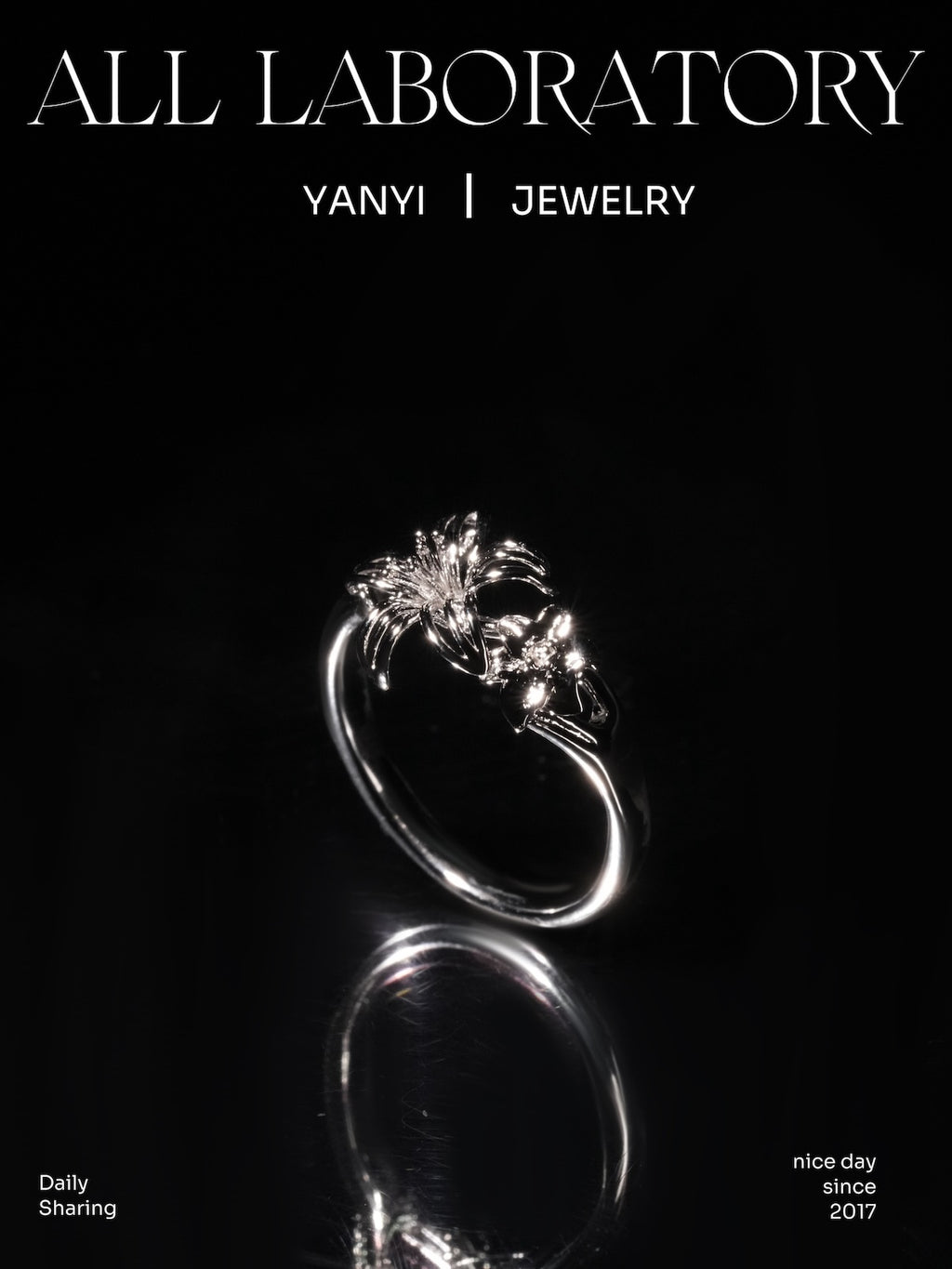 3K Gold Iris & Jasmine Ring