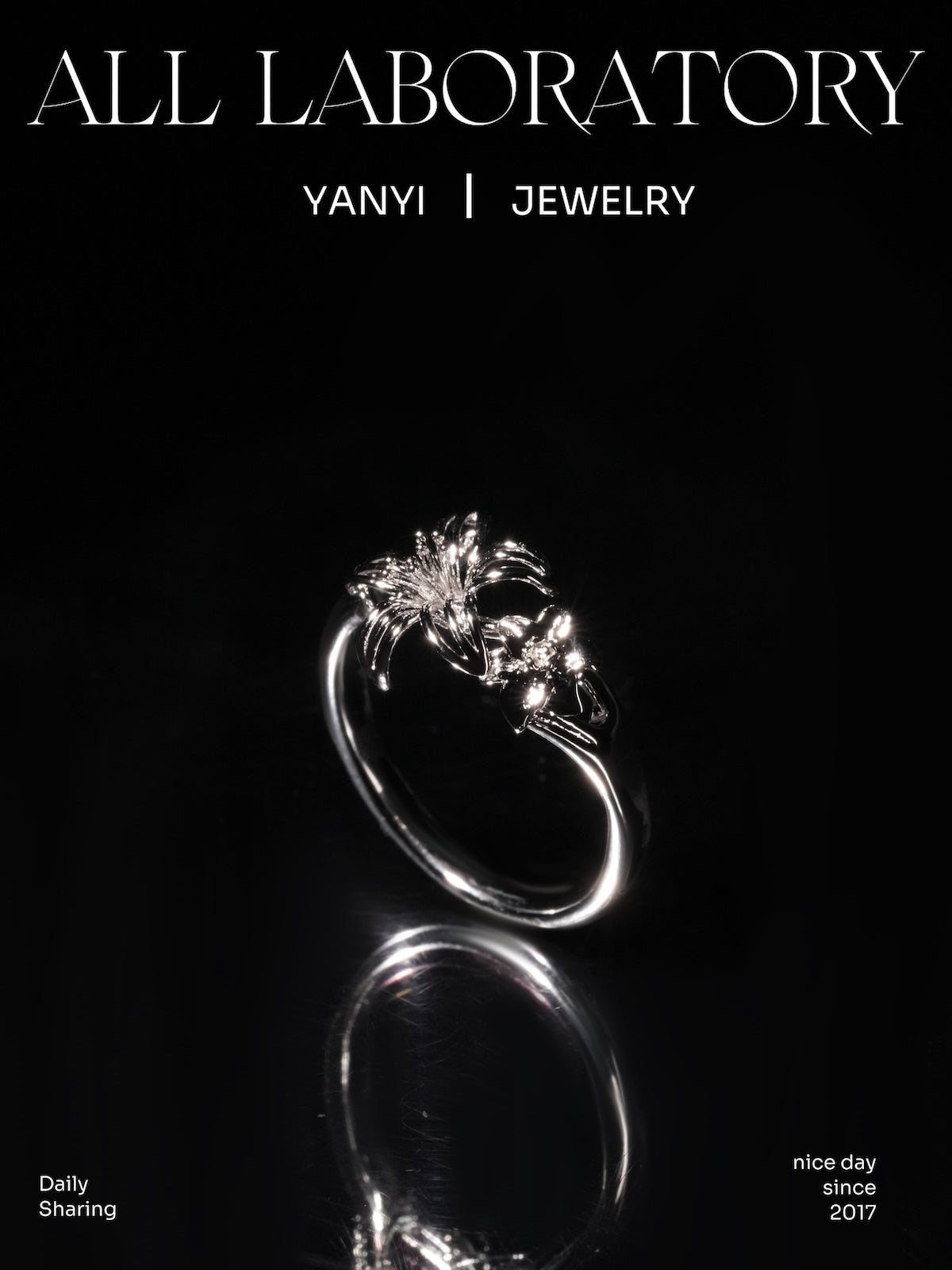 3K Gold Iris & Jasmine Ring