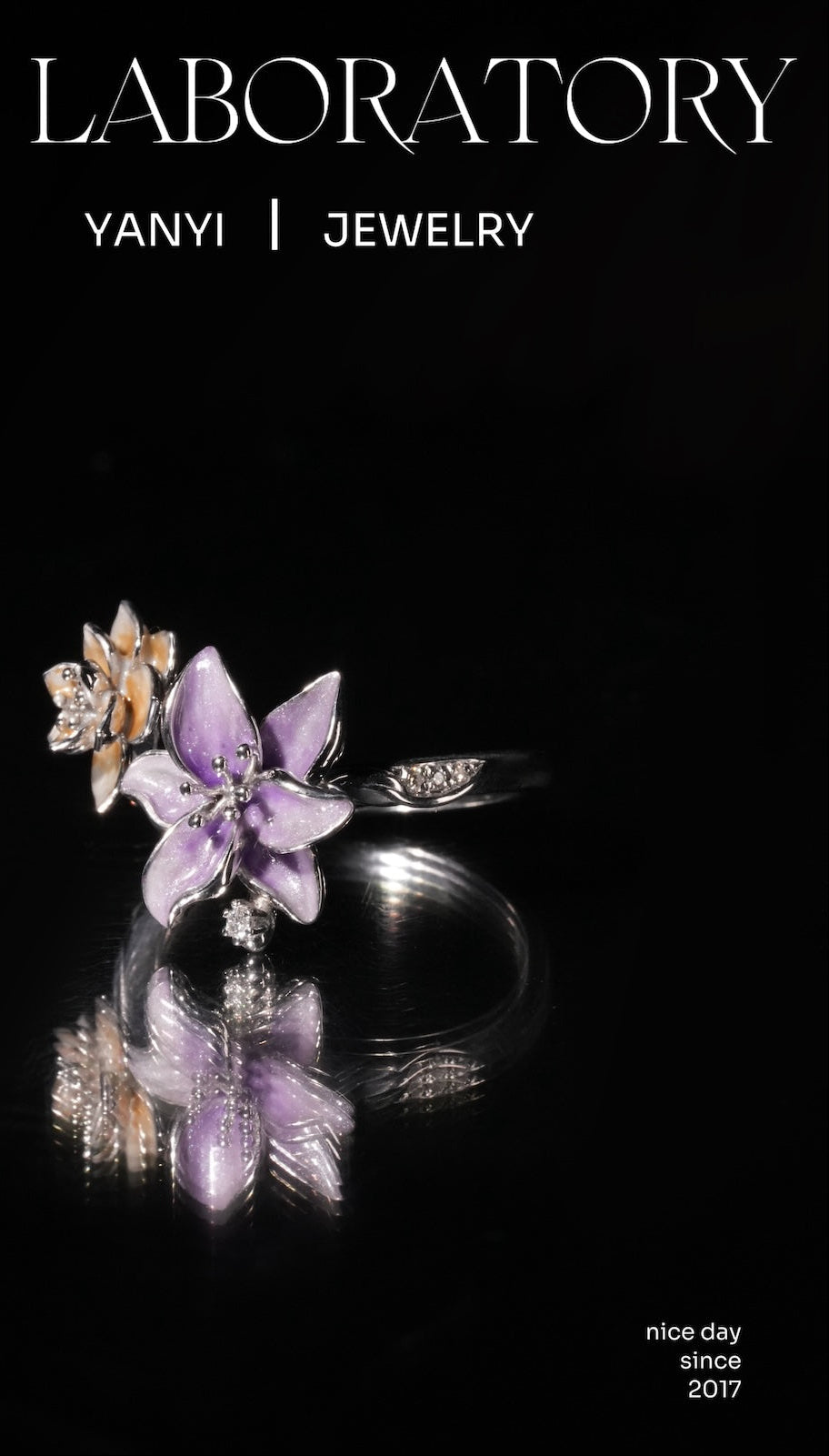 Iris Jasmine Enamel Ring Set, 3K Gold – His & Hers