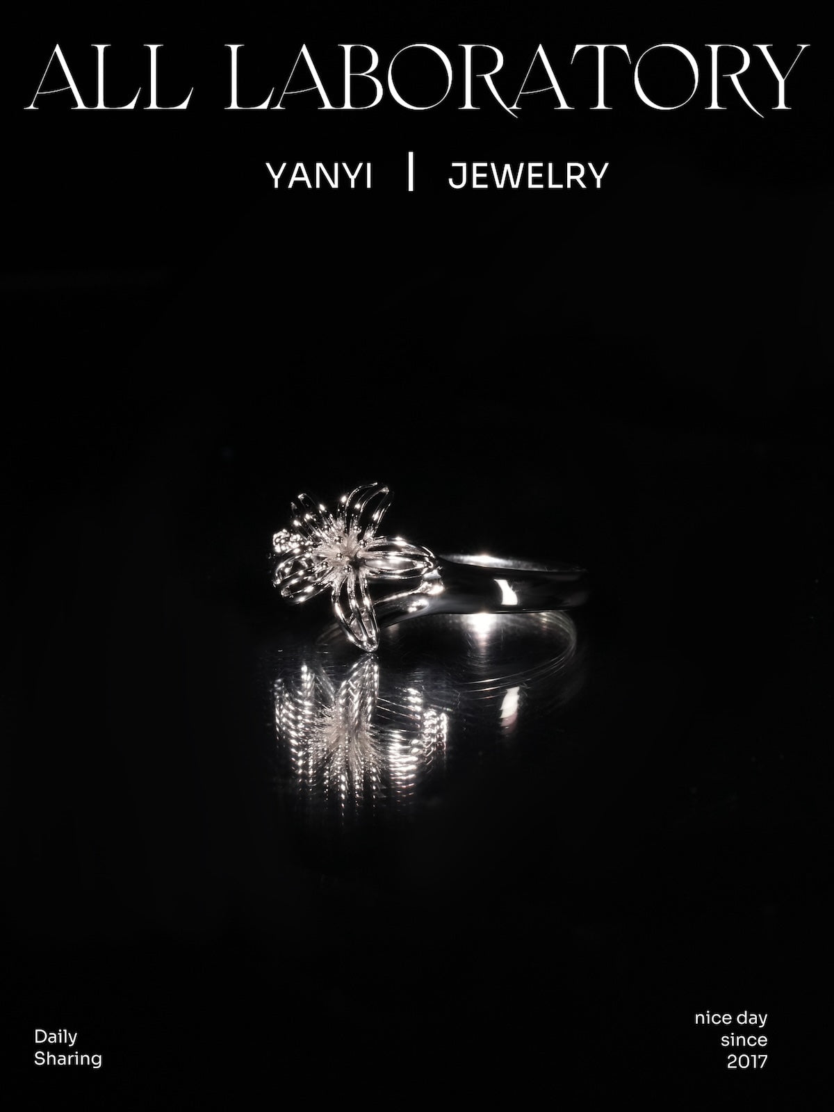3K Gold Iris & Jasmine Ring