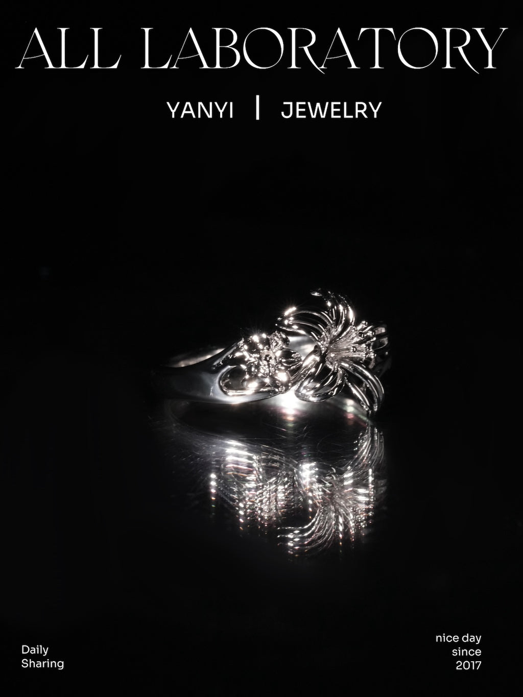 3K Gold Iris & Jasmine Ring