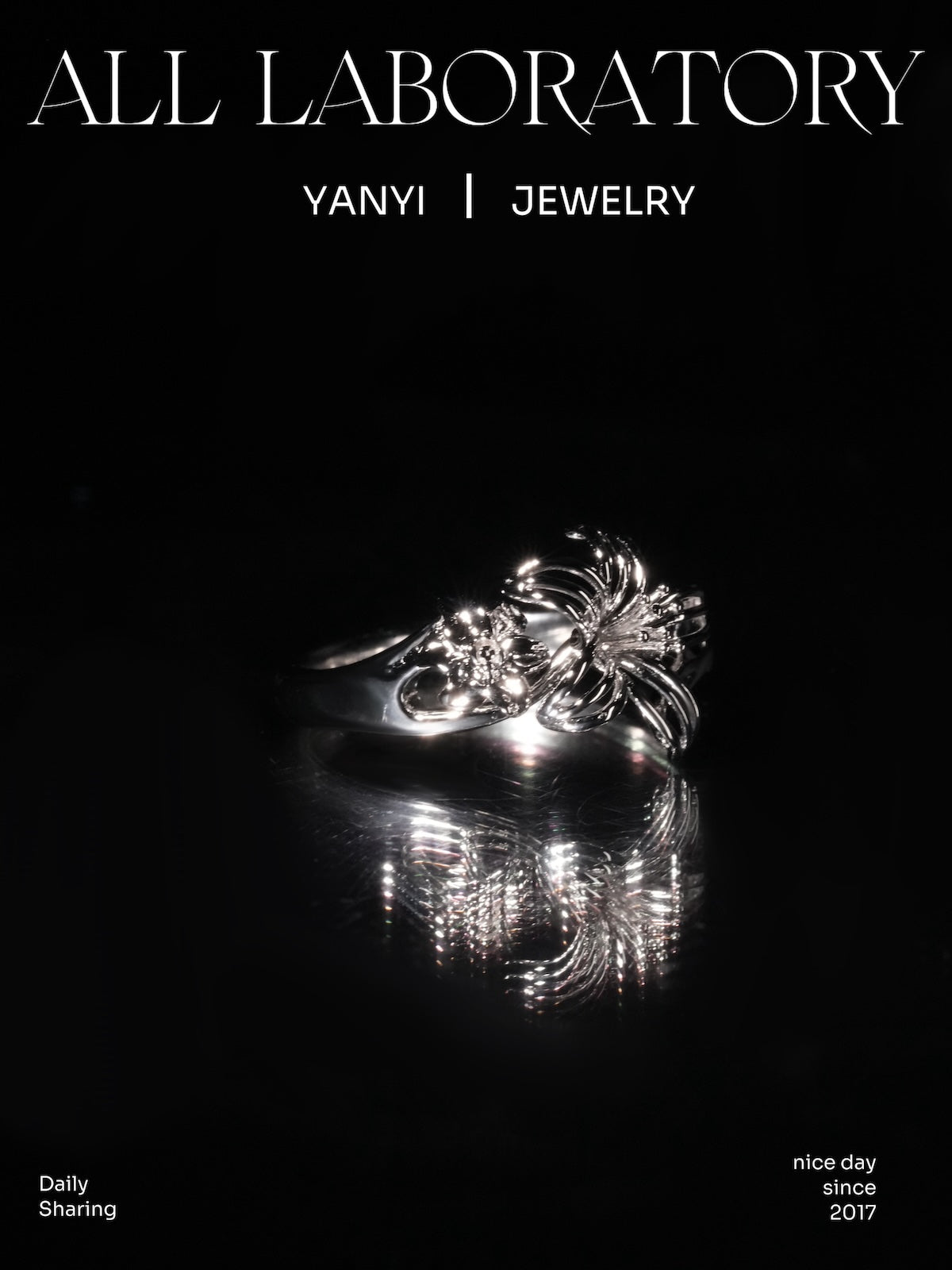 3K Gold Iris & Jasmine Ring