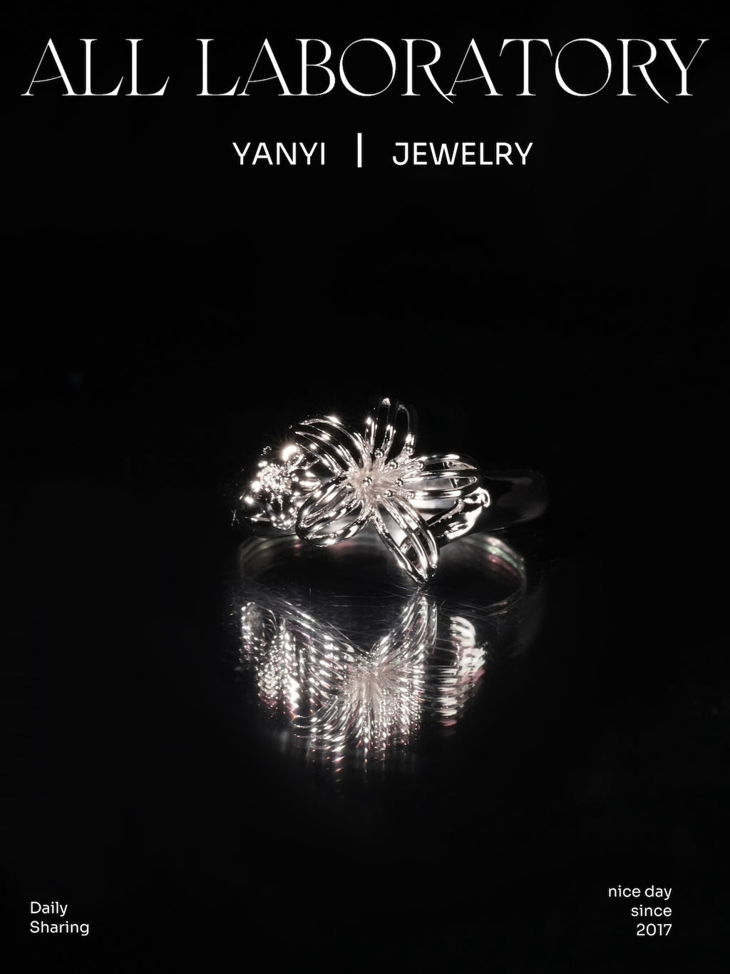 3K Gold Iris & Jasmine Ring