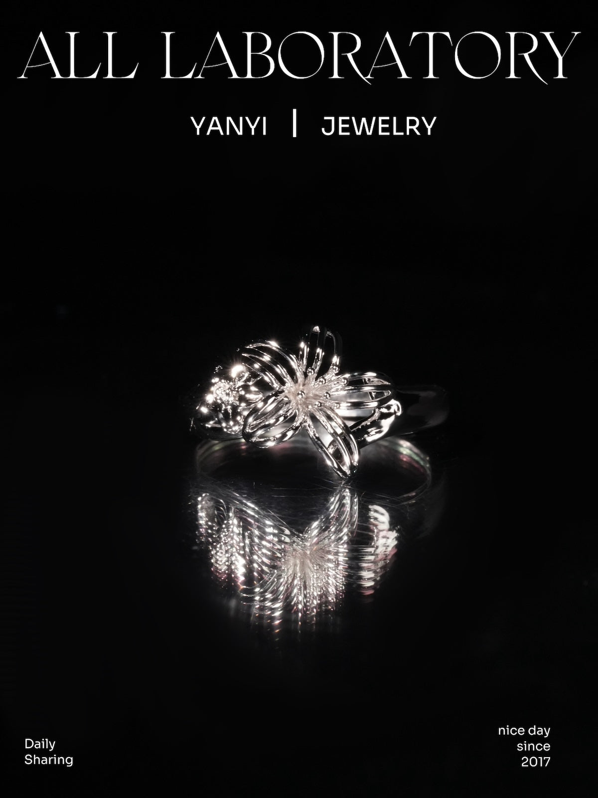 3K Gold Iris & Jasmine Ring