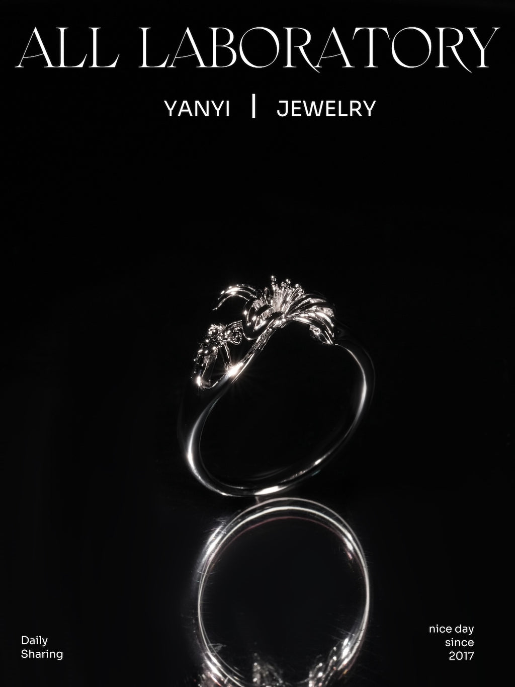 3K Gold Iris & Jasmine Ring