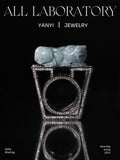 Icy Blue Jade Pixiu Ring with Moissanite Chinese Window Lattice Setting