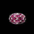 3K Gold Curved Openwork Lattice Band Ring, Natural Fuchsia Crystal Multi-Stone Statement Ring